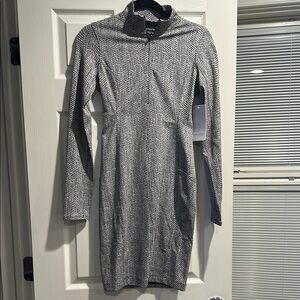 Athleta Delancy Textured Gray Herringbone Dress - Size XS NWT